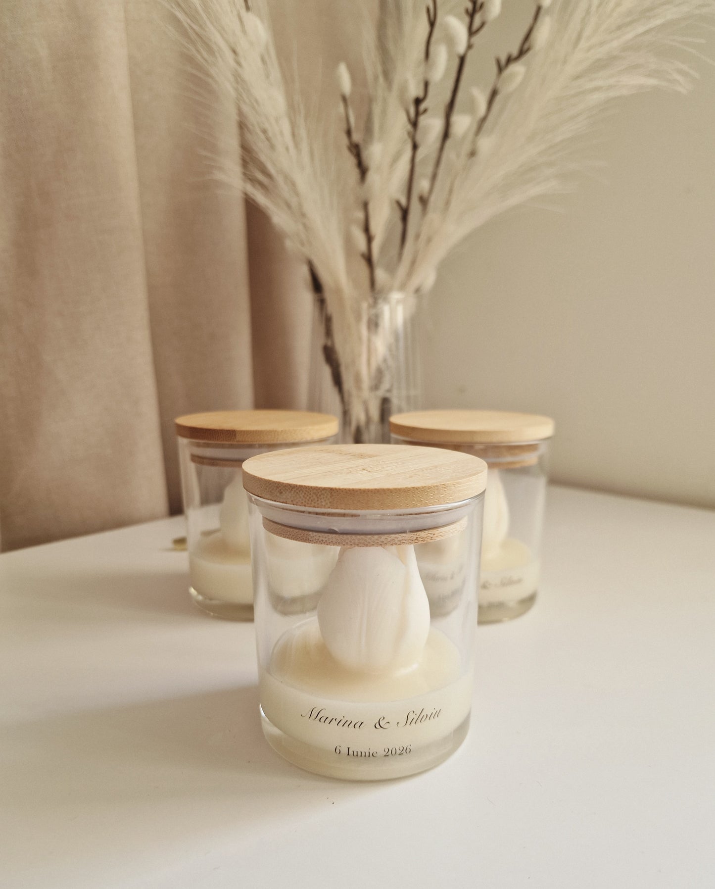 Marturii Nunta/Botez - Lalea in borcan personalizat