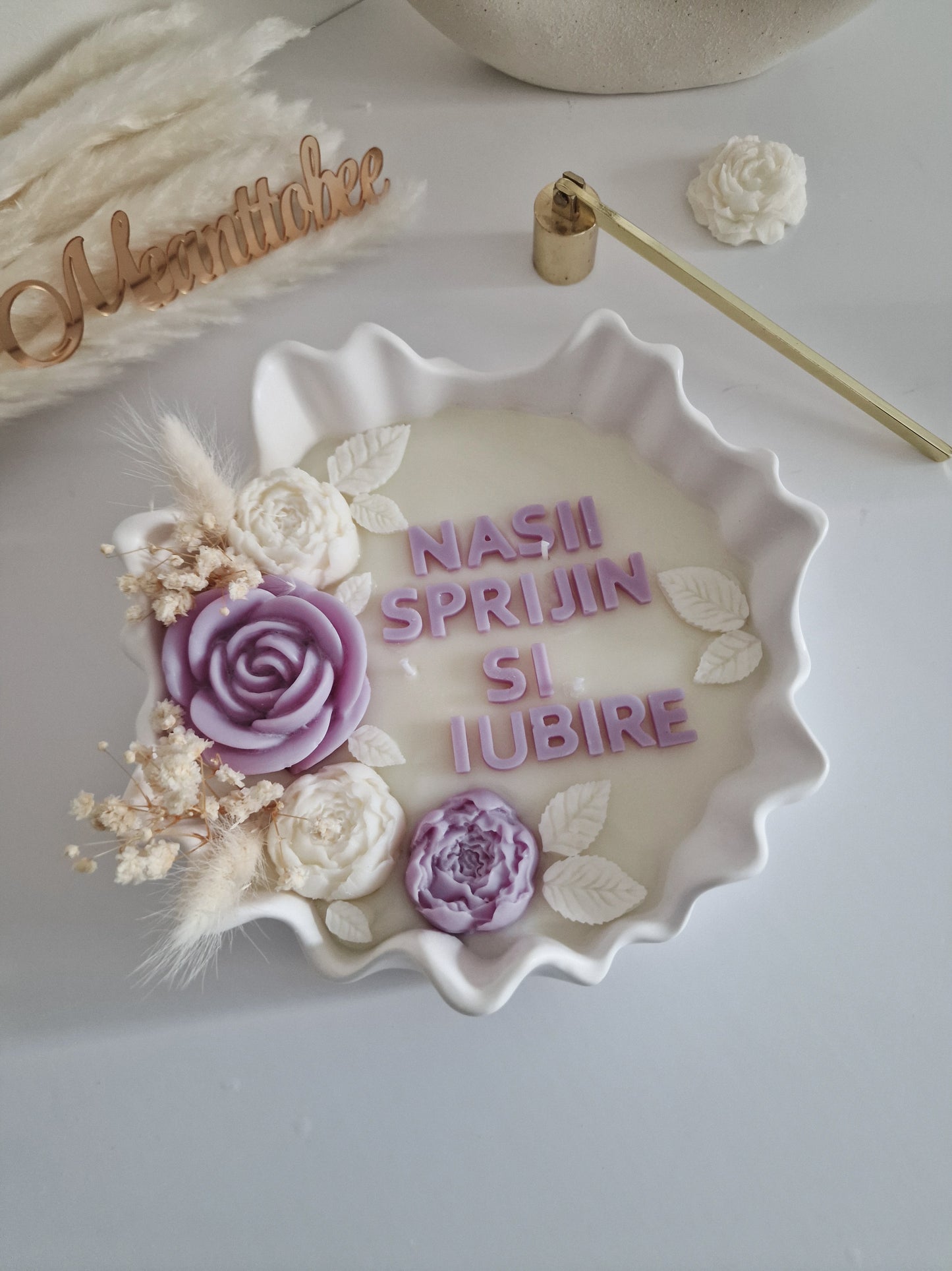 Lumanare cu Mesaj in Vas Ceramic Mare