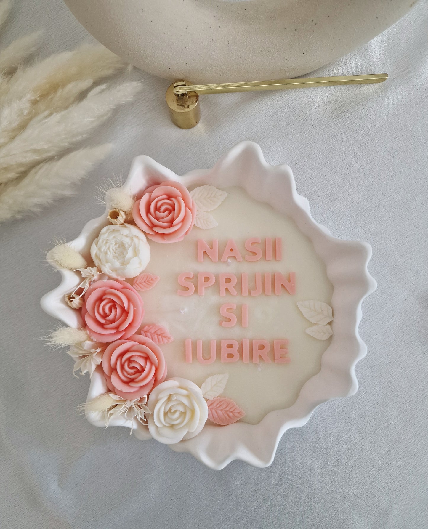 Lumanare cu Mesaj in Vas Ceramic Mare