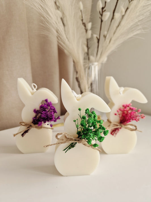 Lumanare Iepuras de Paste cu flori